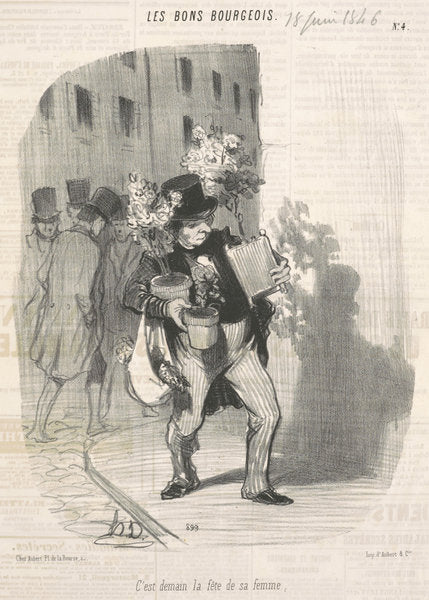 C'est demain la fête de sa femme by Honoré Daumier (French, 1808 - 1879), 16X12"(A3)Poster Print