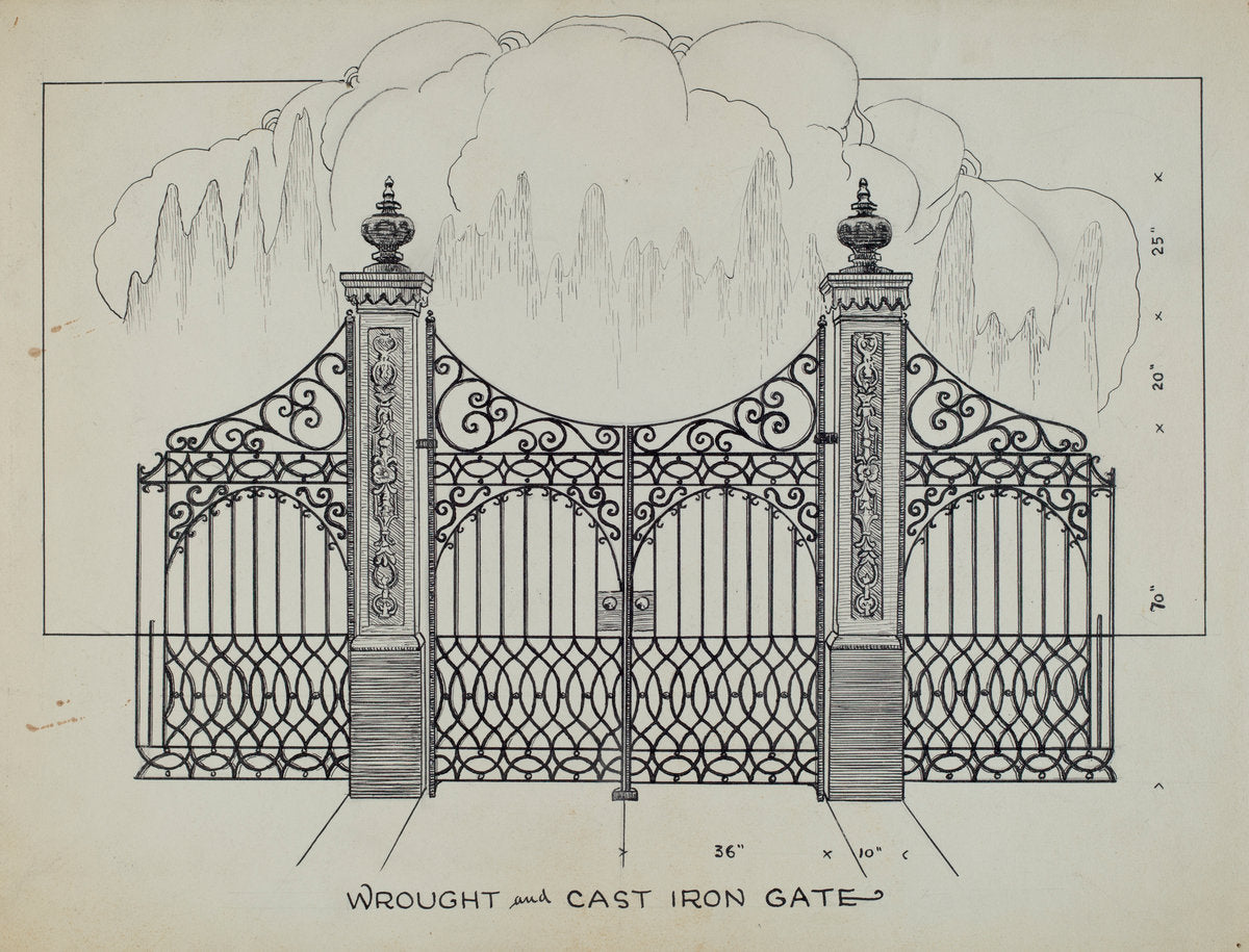 Iron Gates by Lucien Verbeke (American, active c. 1935), 16X12"(A3)Poster Print