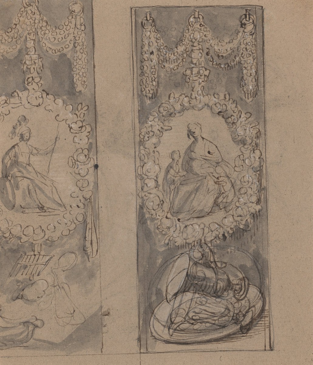Decorative Motifs with Garlands (verso) by Gerrit van Honthorst (Dutch, 1592 - 1656), 16X12"(A3)Poster Print
