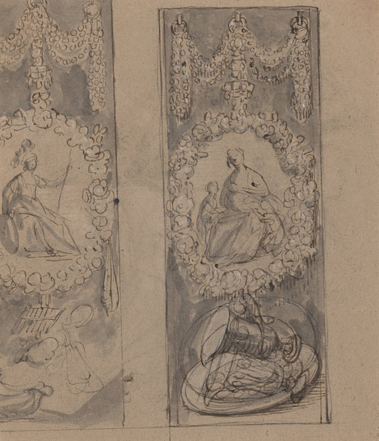 Decorative Motifs with Garlands (verso) by Gerrit van Honthorst (Dutch, 1592 - 1656), 16X12"(A3)Poster Print