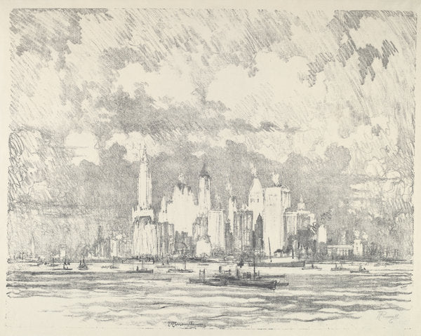 New York From Ellis Island by Joseph Pennell (American, 1857 - 1926), 16X12"(A3)Poster Print