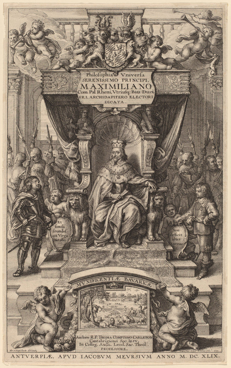 Title Page to "Philosophia Universia" by Wenceslaus Hollar after Abraham van Diepenbeeck (Bohemian, 1607 - 1677), 16X12"(A3)Poster Print