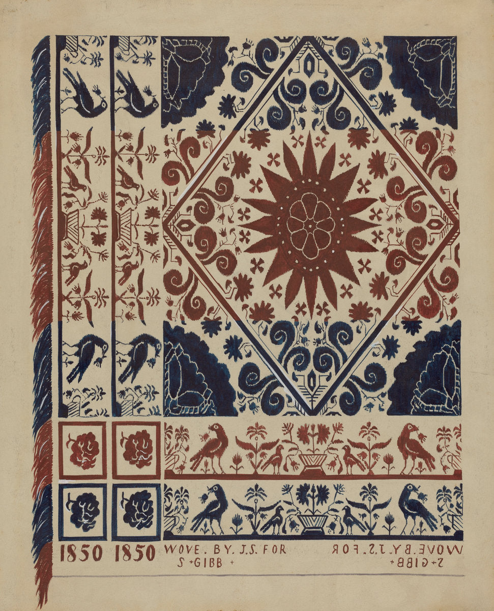Coverlet by Robert Stewart (American, active c. 1935), 16X12"(A3)Poster Print