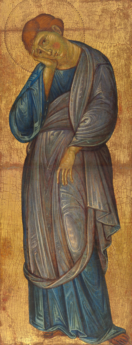 The Mourning Saint John the Evangelist by Master of the Franciscan Crucifixes (Umbrian, active 1260s and 1270s), 16X12"(A3)Poster Print
