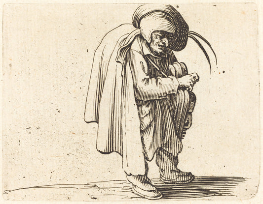 The Hurdy-Gurdy Player by Jacques Callot (French, 1592 - 1635), 16X12"(A3)Poster Print