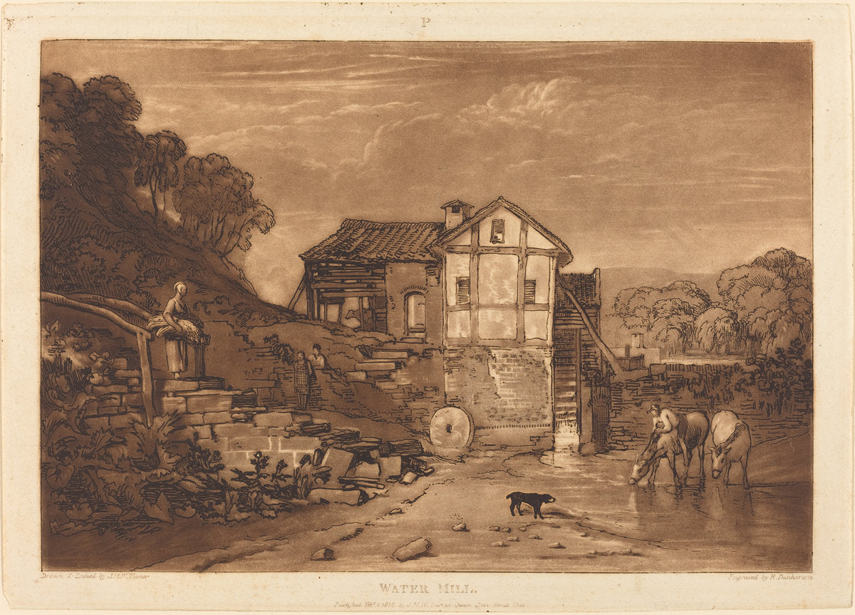 Water Mill by Joseph Mallord William Turner and Robert Dunkarton (British, 1775 - 1851), 16X12"(A3)Poster Print