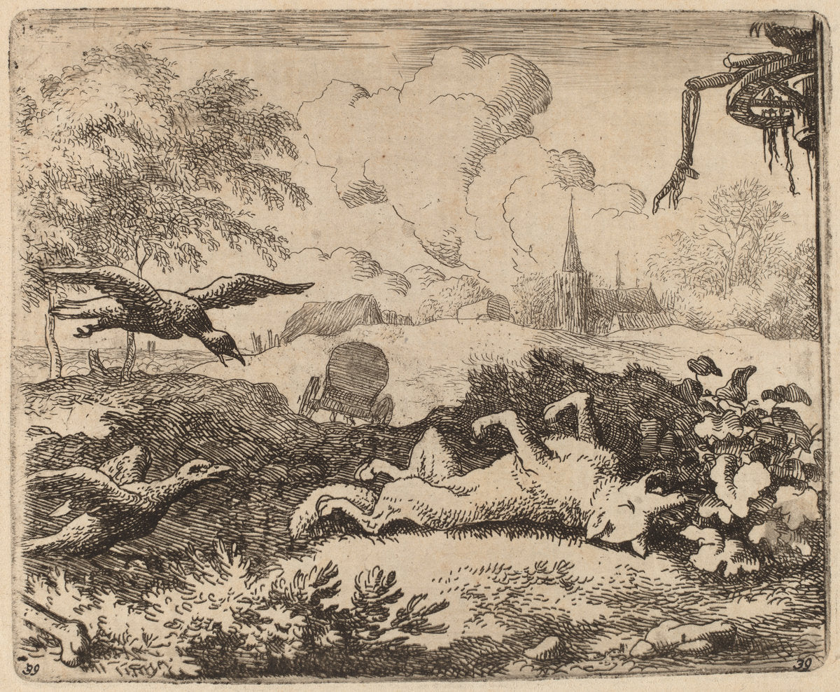 Reynard and the Crows by Allart van Everdingen (Dutch, 1621 - 1675), 16X12"(A3)Poster Print
