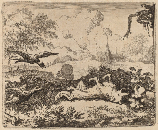 Reynard and the Crows by Allart van Everdingen (Dutch, 1621 - 1675), 16X12"(A3)Poster Print
