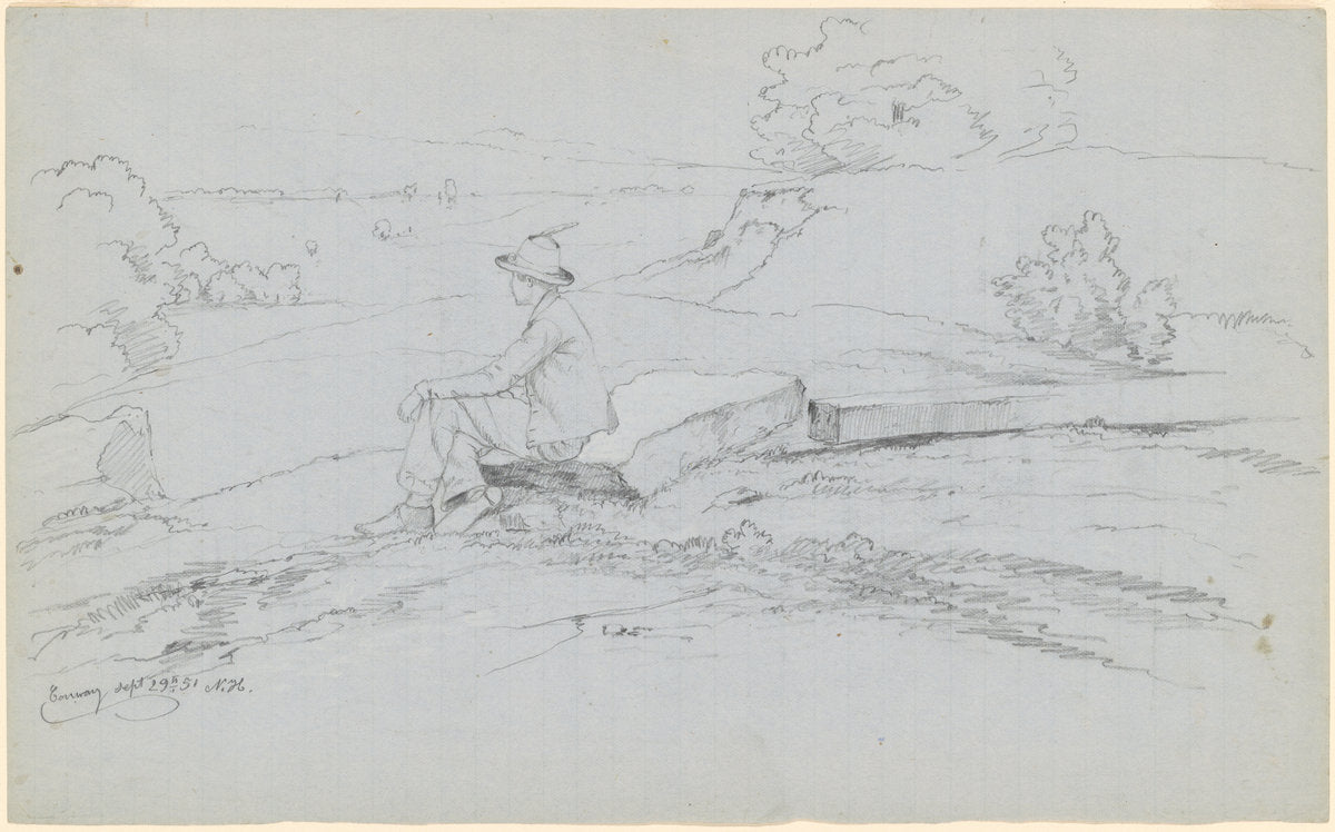 Study for "White Mountains from North Conway, New Hampshire" [recto] by David Johnson (American, 1827 - 1908), 16X12"(A3)Poster Print