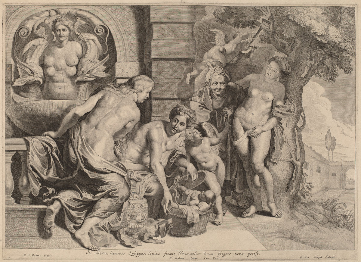 Erichthonius in His Basket by Pieter van Sompel after Sir Peter Paul Rubens (Flemish, c. 1600 - 1643 or after), 16X12"(A3)Poster Print