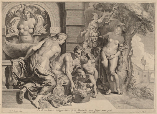 Erichthonius in His Basket by Pieter van Sompel after Sir Peter Paul Rubens (Flemish, c. 1600 - 1643 or after), 16X12"(A3)Poster Print