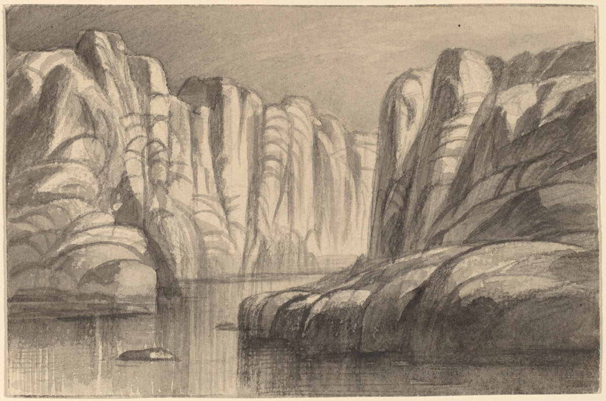 River Winding through a Rock Formation (Philae, Egypt) by Edward Lear (British, 1812 - 1888), 16X12"(A3)Poster Print