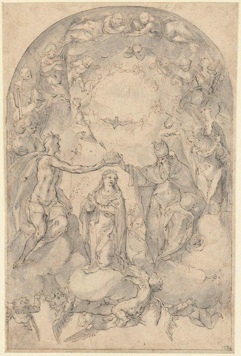 The Assumption and Coronation of the Virgin by Matthäus Gundelach (German, c. 1566 - 1653), 16X12"(A3)Poster Print