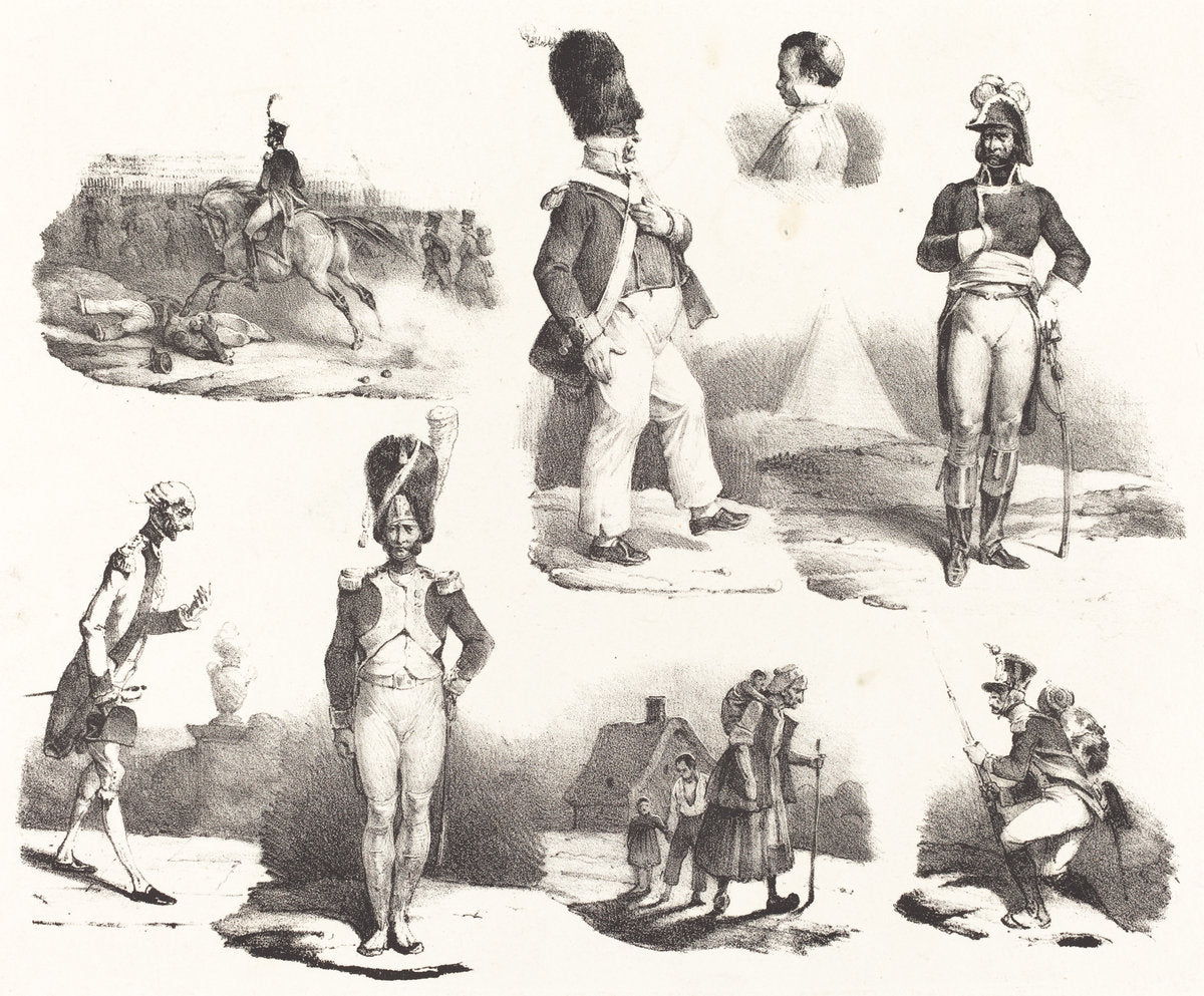 Eight Vignettes by Hippolyte Bellangé (French, 1800 - 1860), 16X12"(A3)Poster Print