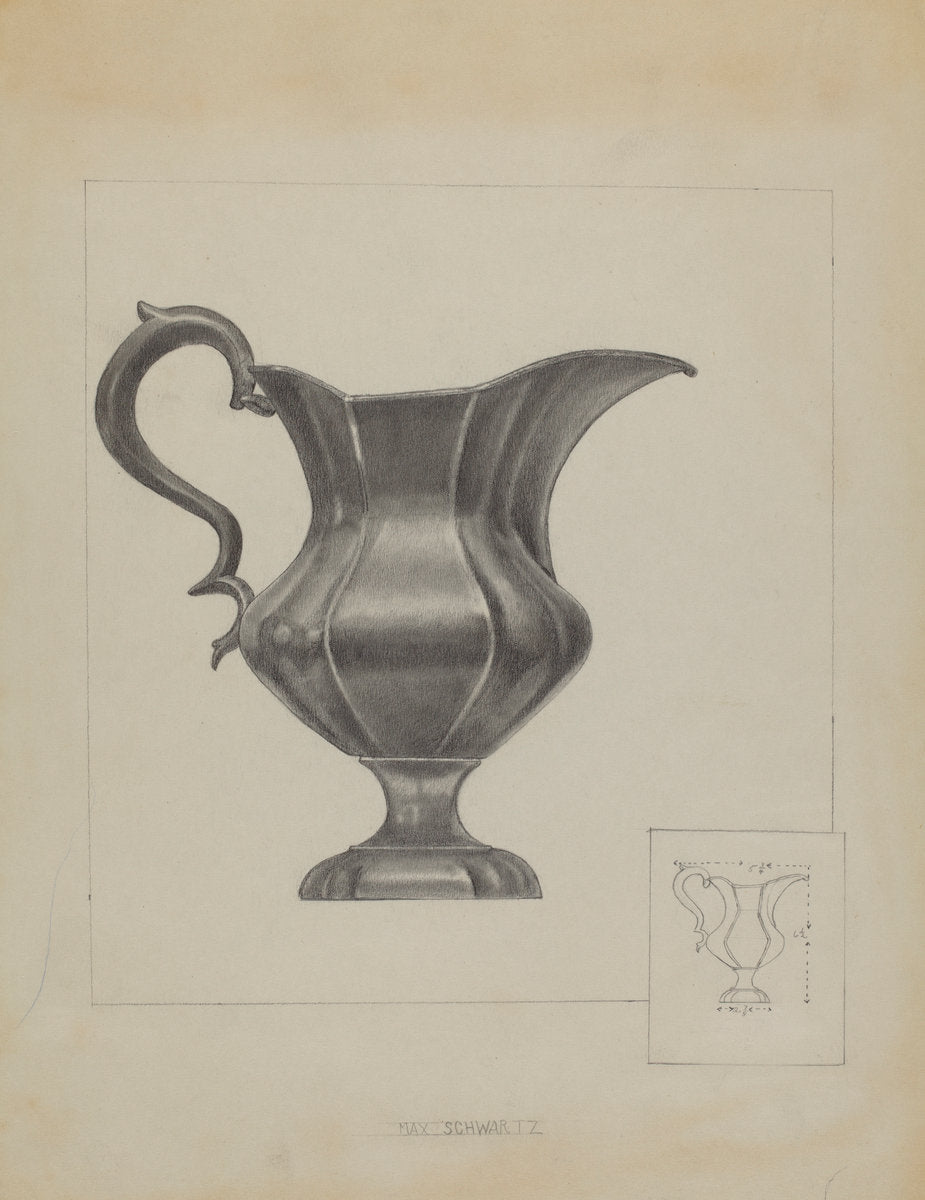 Pewter Pitcher by Max Schwartz (American, active c. 1935), 16X12"(A3)Poster Print