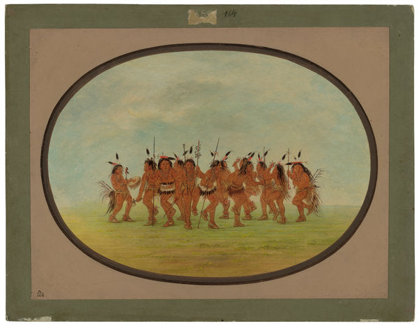 Amusing Dance - Sioux by George Catlin (American, 1796 - 1872), 16X12"(A3)Poster Print