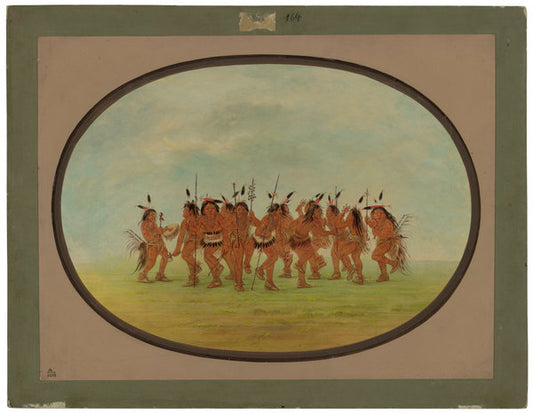 Amusing Dance - Sioux by George Catlin (American, 1796 - 1872), 16X12"(A3)Poster Print