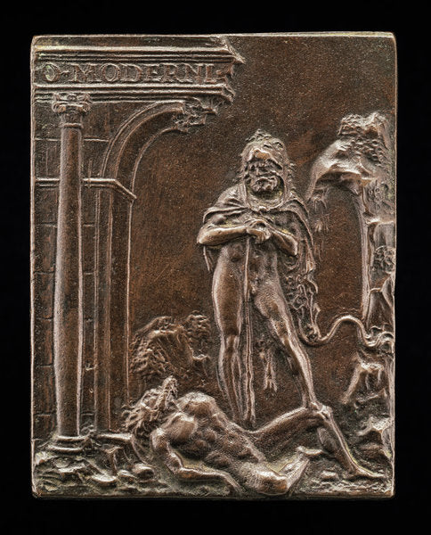 Hercules Triumphant over Antaeus by Moderno (Veronese, 1467 - 1528), 16X12"(A3)Poster Print