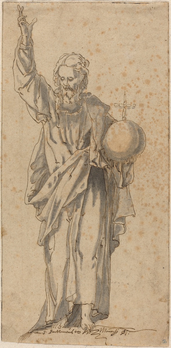 Christ as Salvator Mundi by Caspar Meneller (German, 1575 - 1630), 16X12"(A3)Poster Print