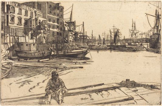 Eagle Wharf by James McNeill Whistler (American, 1834 - 1903), 16X12"(A3)Poster Print