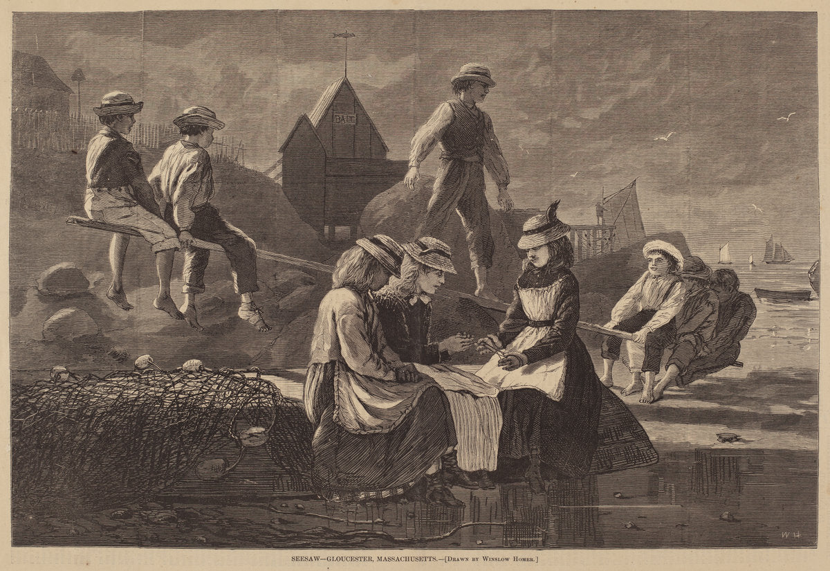 published 1874 by after Winslow Homer (Seesaw - Gloucester, Massachusetts), 16X12"(A3)Poster Print