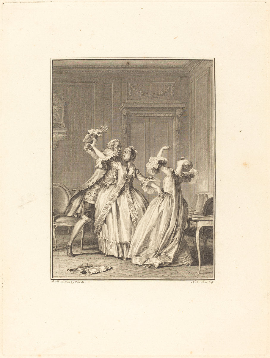 Le soufflet by Noël Le Mire after Jean-Michel Moreau (French, 1724 - 1801), 16X12"(A3)Poster Print