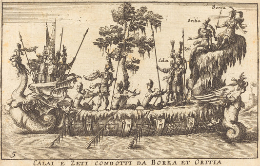 Calai e Zeti condotti da Borea et Oritia by Balthasar Moncornet after Remigio Cantagallina (French, c. 1600 - 1668), 16X12"(A3)Poster Print