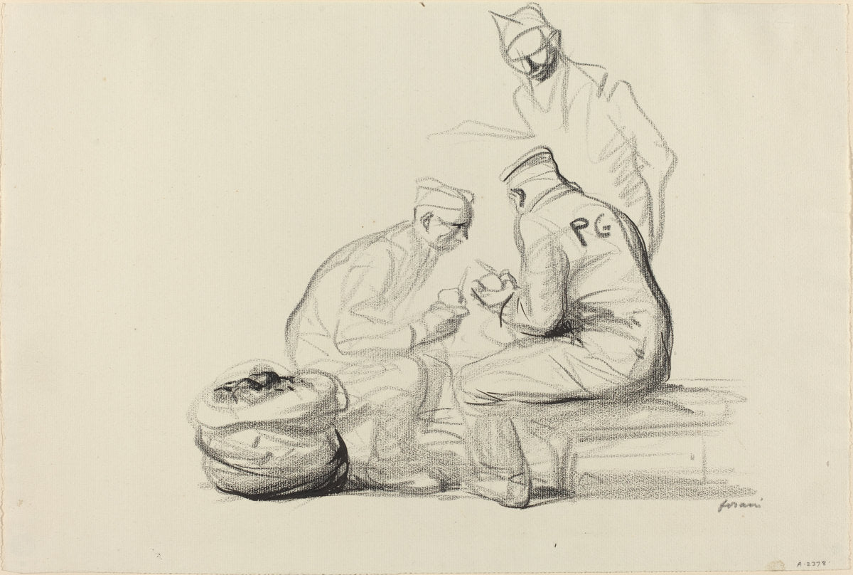 Poilu and German Prisoners by Jean-Louis Forain (French, 1852 - 1931), 16X12"(A3)Poster Print