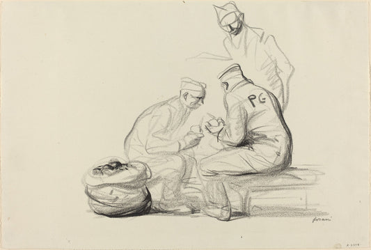 Poilu and German Prisoners by Jean-Louis Forain (French, 1852 - 1931), 16X12"(A3)Poster Print