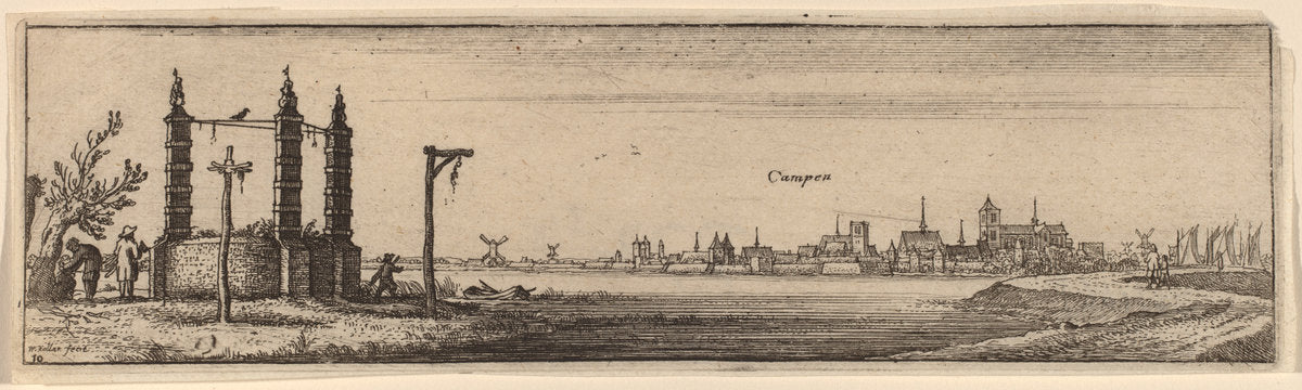 Kampen by Wenceslaus Hollar (Bohemian, 1607 - 1677), 16X12"(A3)Poster Print