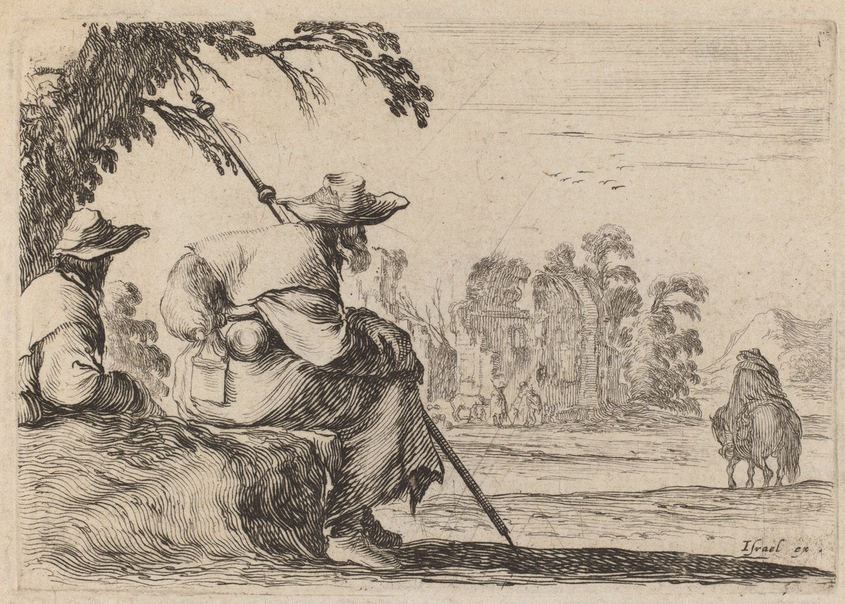 Seated Pilgrims by Stefano Della Bella (Italian, 1610 - 1664), 16X12"(A3)Poster Print