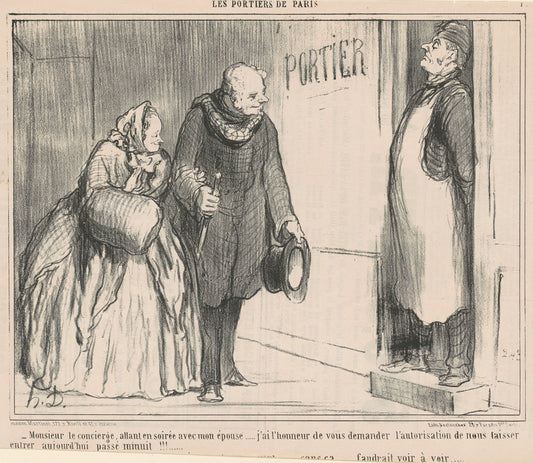 Monsieur le concierge, allant en soirée by Honoré Daumier (French, 1808 - 1879), 16X12"(A3)Poster Print