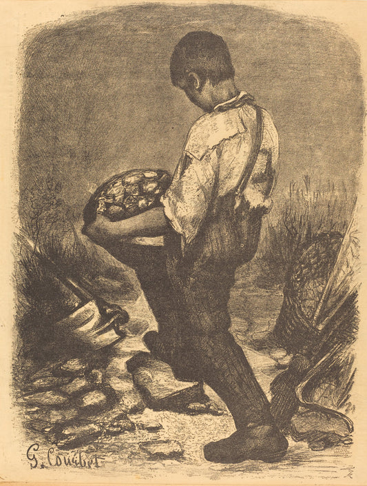 The Stone Breaker by Firmin Gillot after Gustave Courbet (French, 1820 - 1872), 16X12"(A3)Poster Print