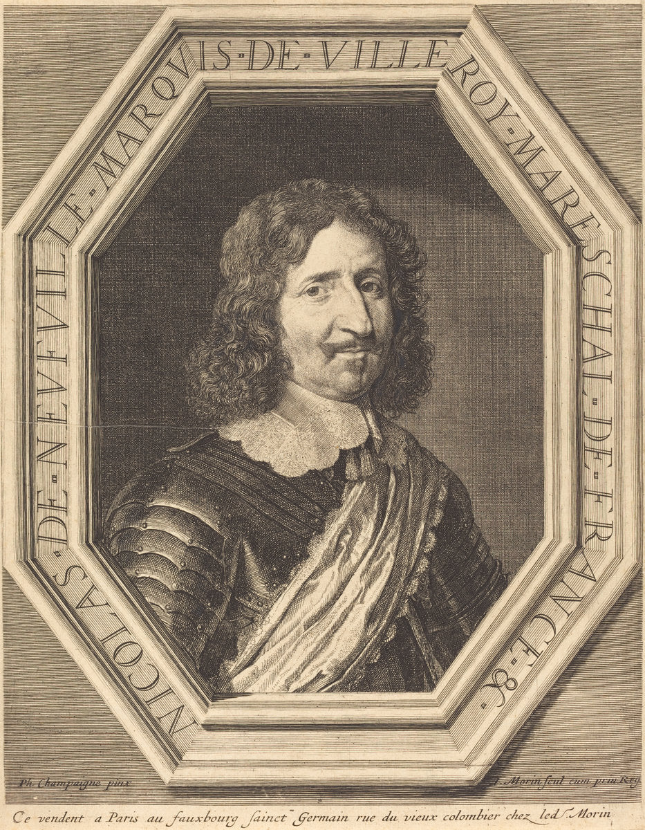 Nicholas de Neufville, marquis de Villeroy by Jean Morin after Philippe de Champaigne (French, c. 1600 - 1650), 16X12"(A3)Poster Print