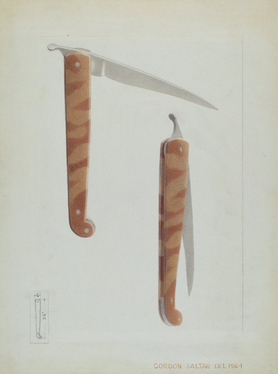 Quill Sharpener Knife by Gordon Saltar (American, active c. 1935), 16X12"(A3)Poster Print