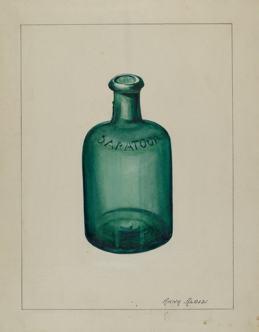 Glass Bottle by Anna Aloisi (American, born c. 1890, died early 1950s), 16X12"(A3)Poster Print