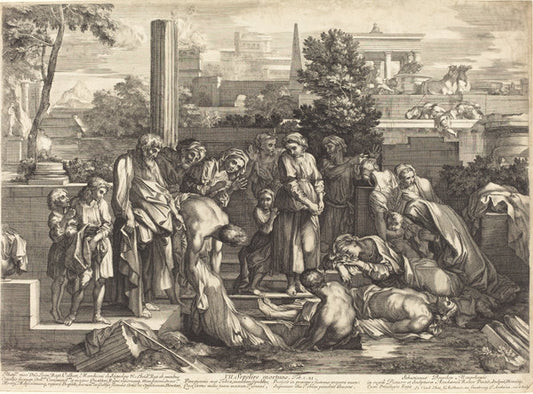 Sepelire mortuos by Sébastien Bourdon (French, 1616 - 1671), 16X12"(A3)Poster Print