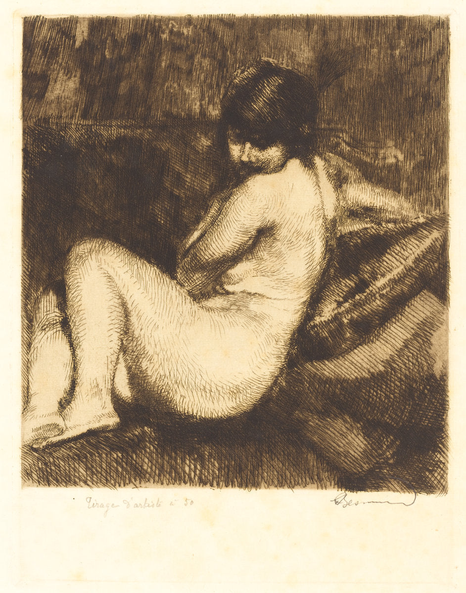 The Feathered Turban (Le turban à aigrette) by Albert Besnard (French, 1849 - 1934), 16X12"(A3)Poster Print