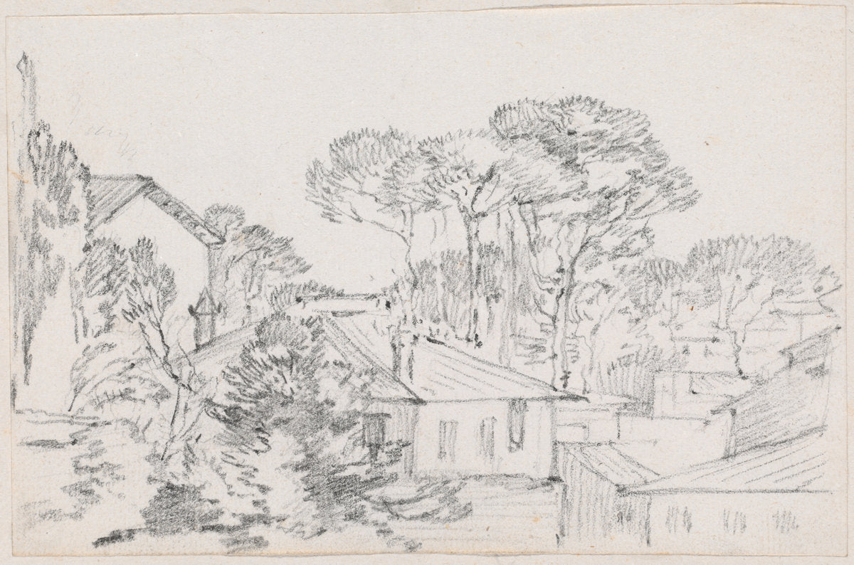 Rooftops and Umbrella Pines by Joseph-Marie Vien (French, 1716 - 1809), 16X12"(A3)Poster Print