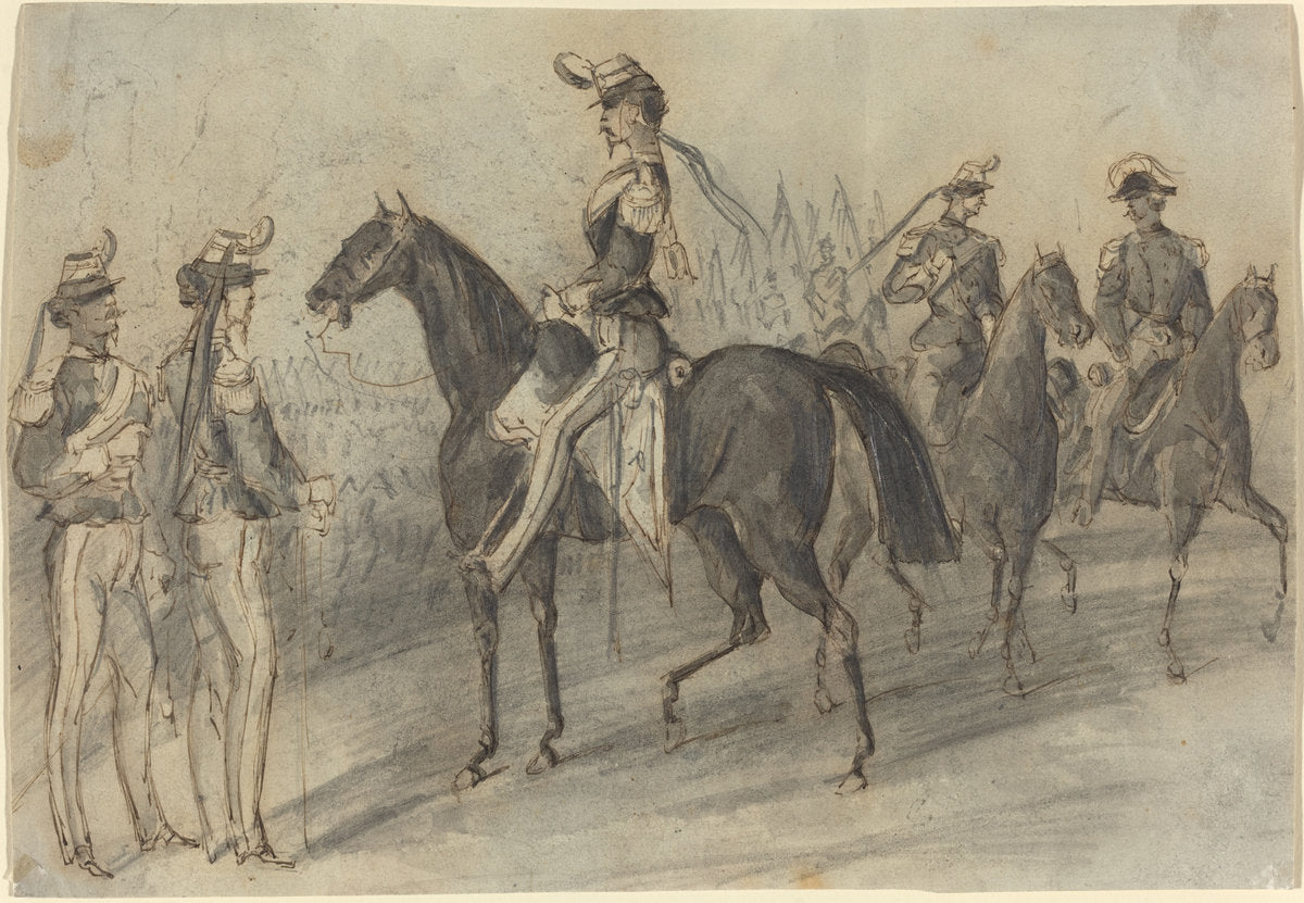 Military Parade by Constantin Guys (French, 1805 - 1892), 16X12"(A3)Poster Print