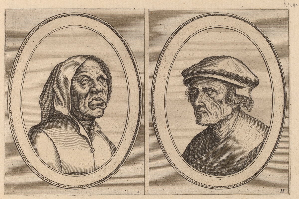 Baef Schol-becx and "Spruyt Vroegh-bedorven" by Johannes and Lucas van Doetechum after Pieter Bruegel the Elder (Dutch, died 1605), 16X12"(A3)Poster Print