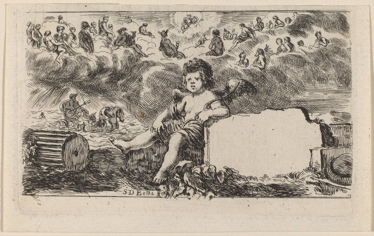Title Page for "Jeu des Mythologie" by Stefano Della Bella (Italian, 1610 - 1664), 16X12"(A3)Poster Print