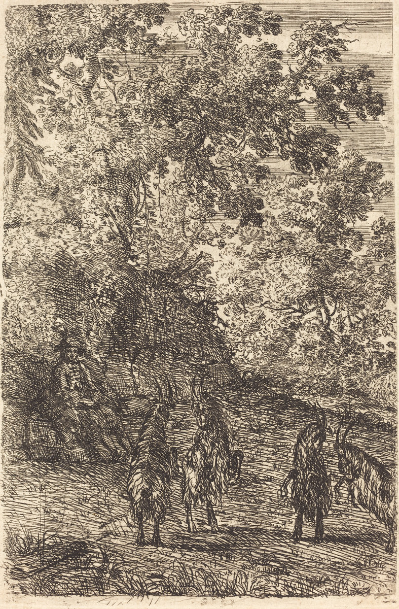 Shepherd with Four Goats (Les quatre chèvres) by Claude Lorrain (French, 1604/1605 - 1682), 16X12"(A3)Poster Print