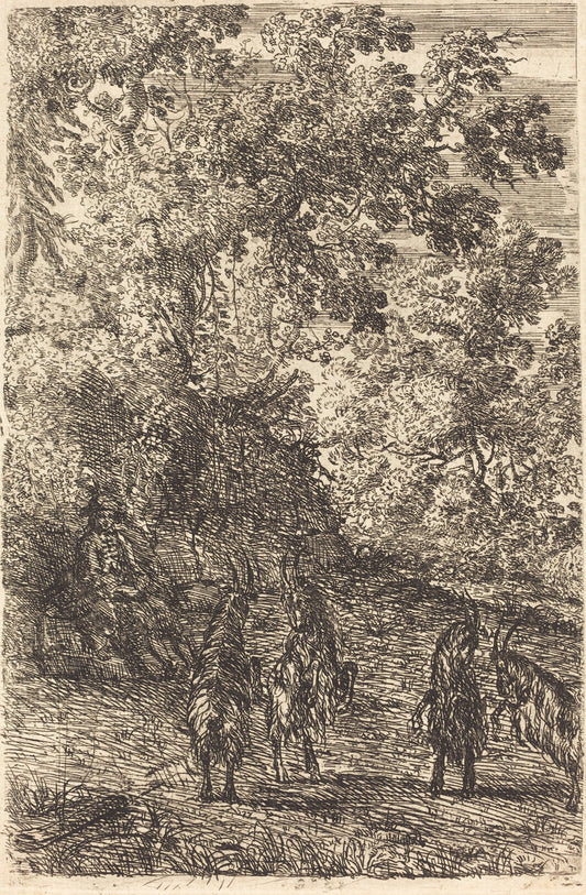Shepherd with Four Goats (Les quatre chèvres) by Claude Lorrain (French, 1604/1605 - 1682), 16X12"(A3)Poster Print
