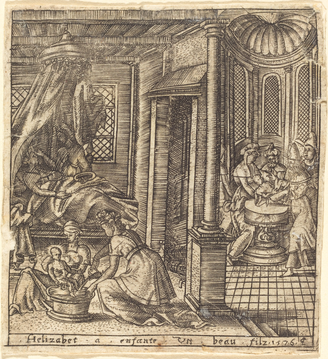 The Birth of John the Baptist by Léonard Gaultier (French, 1561 - 1641), 16X12"(A3)Poster Print