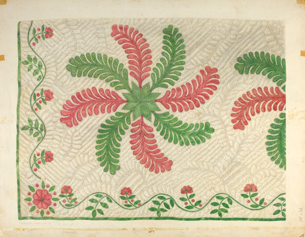 Quilt Applique Pattern by Maud M. Holme (American, active c. 1935), 16X12"(A3)Poster Print