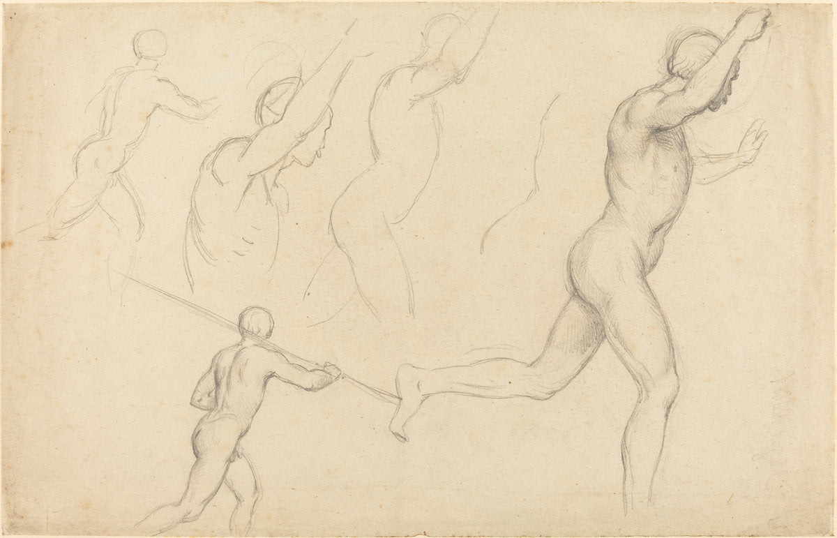 Studies of Men Running by William Etty (British, 1787 - 1849), 16X12"(A3)Poster Print