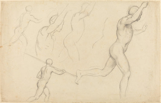 Studies of Men Running by William Etty (British, 1787 - 1849), 16X12"(A3)Poster Print