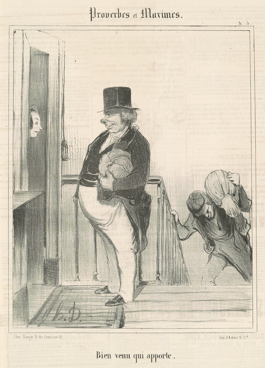 Bien venu qui apporte by Honoré Daumier (French, 1808 - 1879), 16X12"(A3)Poster Print