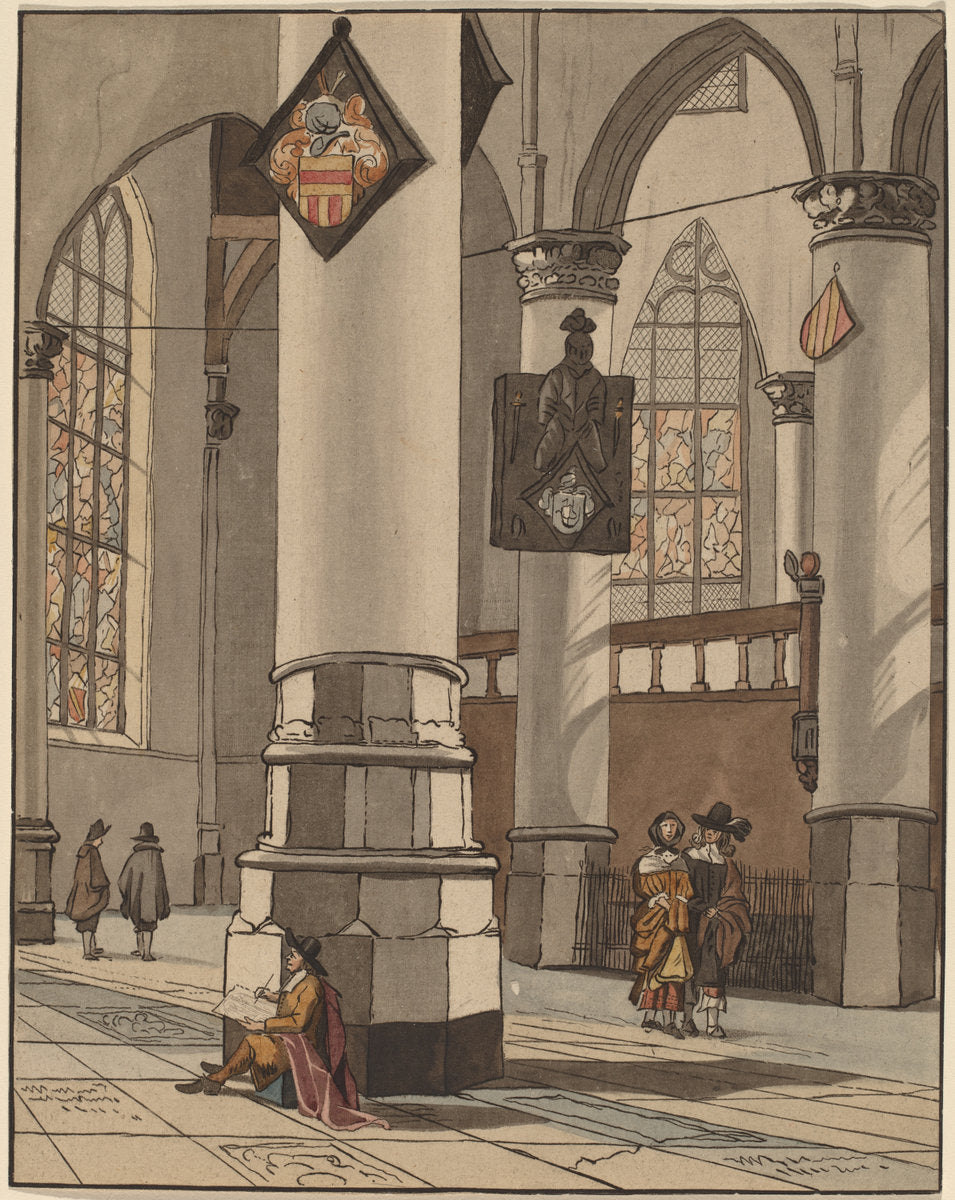 Church Interior by Cornelis Ploos van Amstel and Bernhard Schreuder after Pieter Jansz Saenredam (Dutch, died 1780), 16X12"(A3)Poster Print
